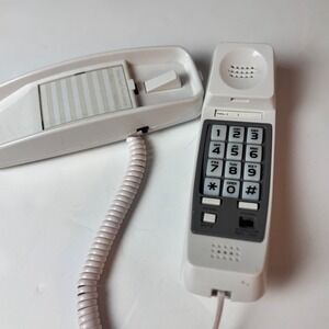 Coby CT-P100 White Corded Slimline Wall Desk Telephone Lighted Keypad Tested